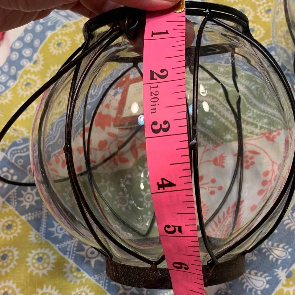 Sonoma Coppery Black Wire Glass Tea Light Holder Lantern Pair
